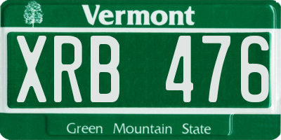VT license plate XRB476