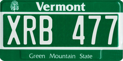 VT license plate XRB477