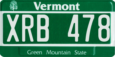 VT license plate XRB478