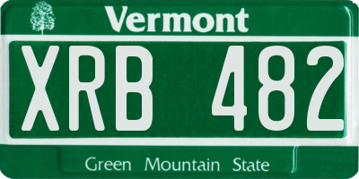 VT license plate XRB482