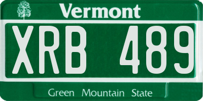 VT license plate XRB489