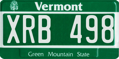 VT license plate XRB498