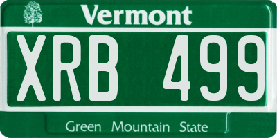 VT license plate XRB499