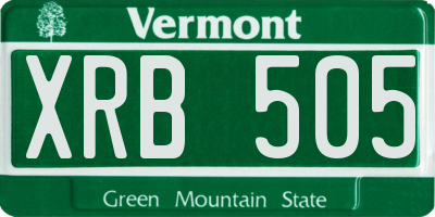VT license plate XRB505