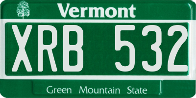 VT license plate XRB532