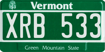 VT license plate XRB533