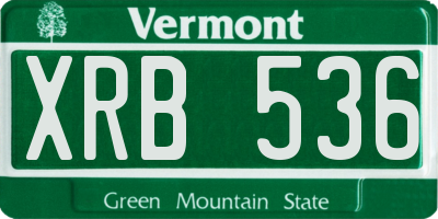 VT license plate XRB536