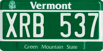 VT license plate XRB537