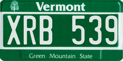 VT license plate XRB539
