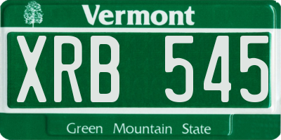 VT license plate XRB545