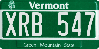 VT license plate XRB547