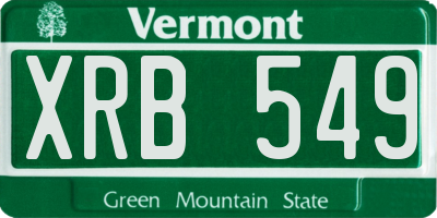 VT license plate XRB549