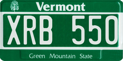 VT license plate XRB550