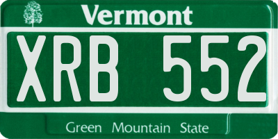 VT license plate XRB552
