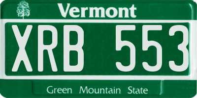 VT license plate XRB553