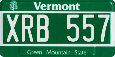 VT license plate XRB557