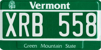 VT license plate XRB558