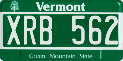 VT license plate XRB562