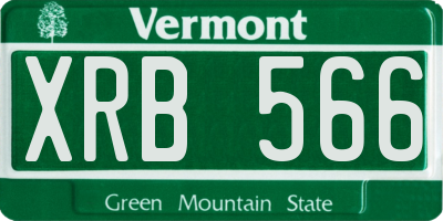 VT license plate XRB566