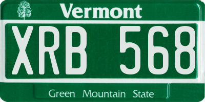 VT license plate XRB568