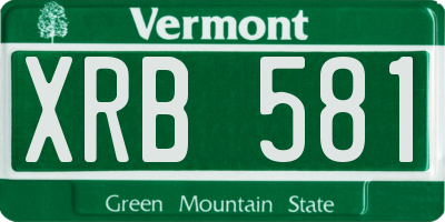 VT license plate XRB581