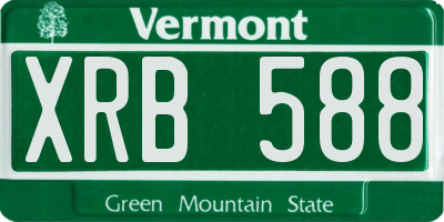 VT license plate XRB588