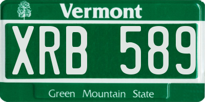 VT license plate XRB589