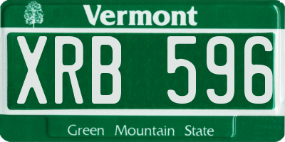 VT license plate XRB596