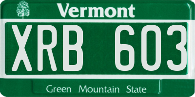 VT license plate XRB603