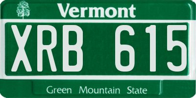 VT license plate XRB615