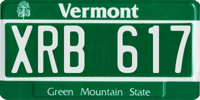 VT license plate XRB617