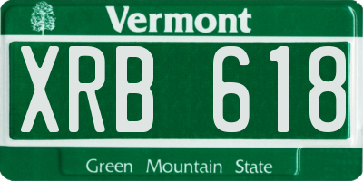VT license plate XRB618