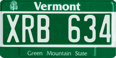 VT license plate XRB634