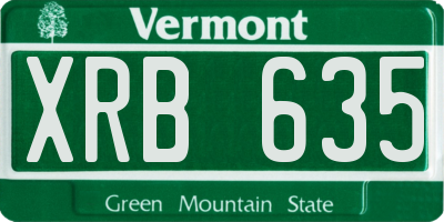 VT license plate XRB635
