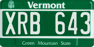 VT license plate XRB643