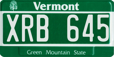 VT license plate XRB645