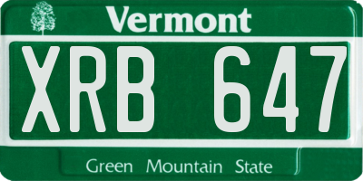 VT license plate XRB647