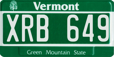 VT license plate XRB649