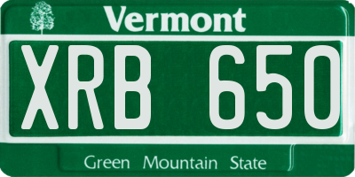 VT license plate XRB650