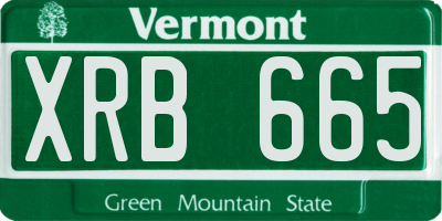 VT license plate XRB665