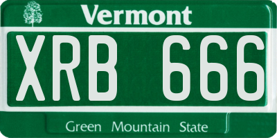 VT license plate XRB666