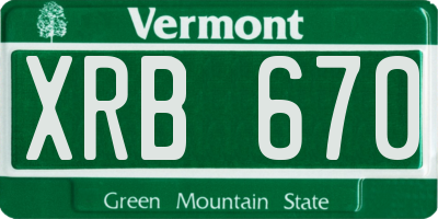 VT license plate XRB670
