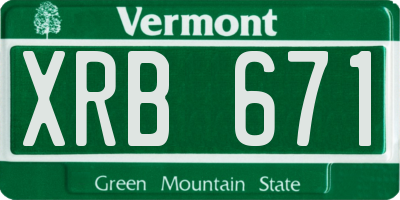 VT license plate XRB671