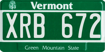 VT license plate XRB672