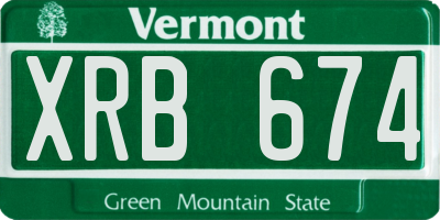 VT license plate XRB674