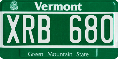 VT license plate XRB680