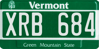VT license plate XRB684