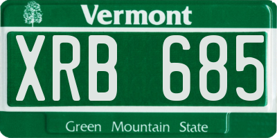 VT license plate XRB685