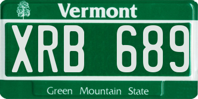 VT license plate XRB689