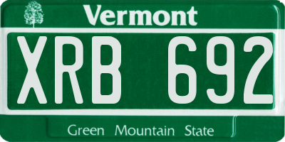 VT license plate XRB692